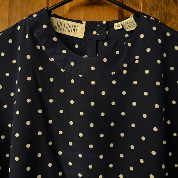 Josephine Size 10 Short Sleeve Navy Shirt Polka Dot - Picture 3 of 6